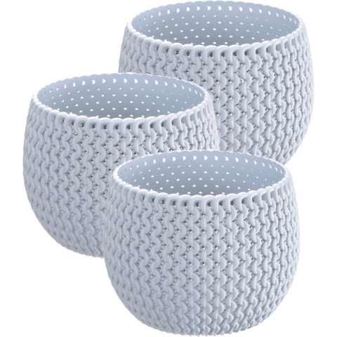 Set van 3x stuks plantenpotten/bloempotten kunststof dia 14.5 cm en hoogte 11 cm ijsblauw -