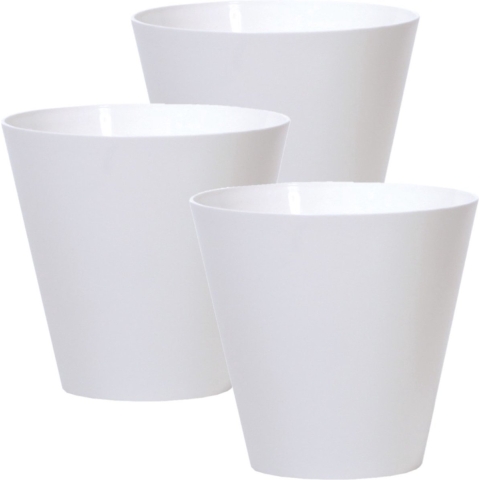 Bloempot/plantenpot voor buiten - Set van 3x stuks - kunststof - wit - D25 x H23 cm - 7 liter -