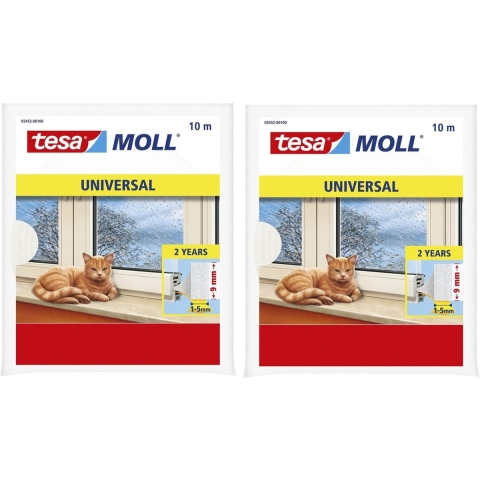 4x pakjes zelfklevende raam/deur tochtstrip wit 10 meter x 9 mm van Tesa -