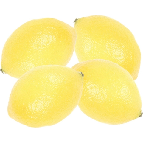 Kunstfruit - Set van 4x stuks - citroen - verzwaard - geel - 8 cm - kunststof decoratie -