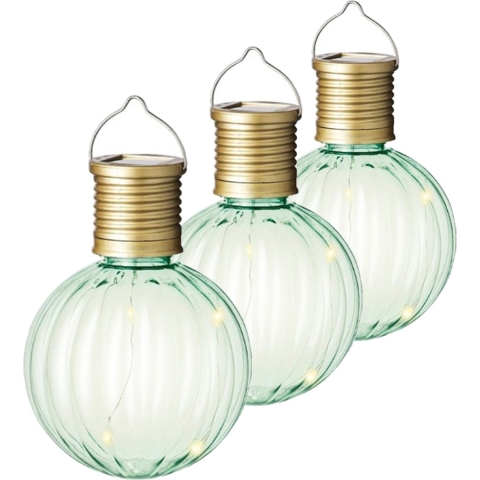 Lumineo tuin/buiten 6x stuks Led lampje/lampion solar verlichting groen 11 x 8 cm -