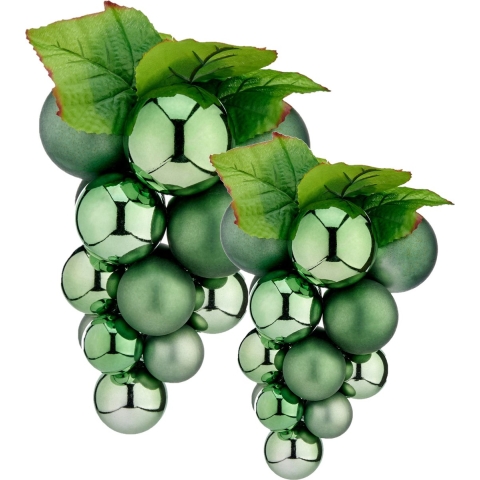 2x stuks decoratie druiventros groen kunststof 20 en 24 cm -