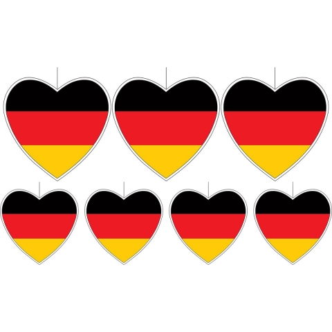7-delige hou van Duitsland versiering set hartjes van 14 cm en 28 cm -