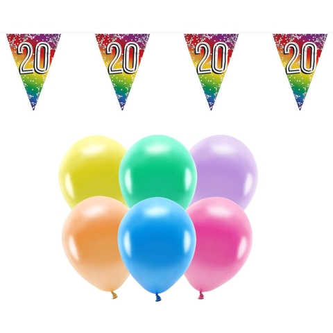 Boland Party 20e jaar verjaardag feest versieringen - Ballonnen en vlaggetjes -