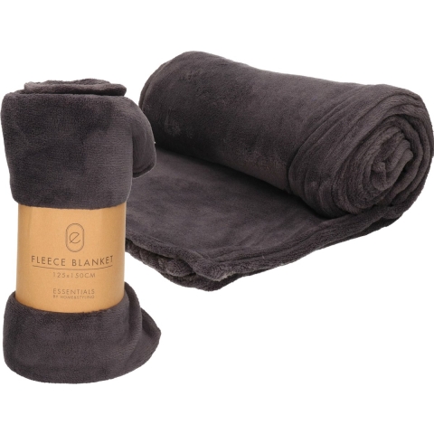 Fleece dekens/plaids - 2x - antraciet - 125 x 150 cm -