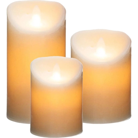 Led stompkaarsen op batterijen set - 3x stuks - Warm licht - Wit -