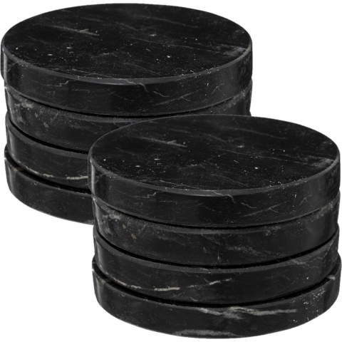 Secret de Gourmet Onderzetters voor glazen - 8 stuks - Marmer - Zwart -