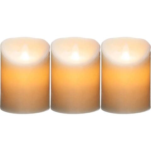 Led stompkaarsen op batterijen - 3x stuks - Warm licht - Wit -