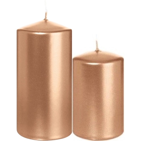 Stompkaarsen set van 4x stuks rose goud 8 en 12 cm -