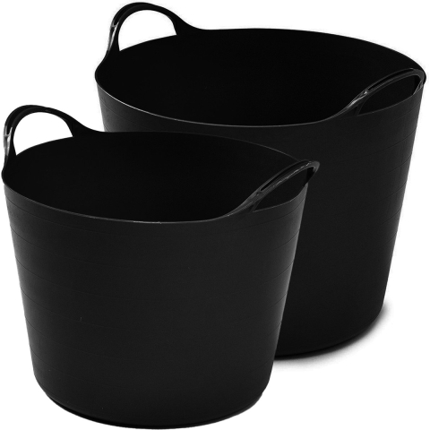 Flexibele emmers - 2x stuks - 26 liter en 39 liter - zwart -