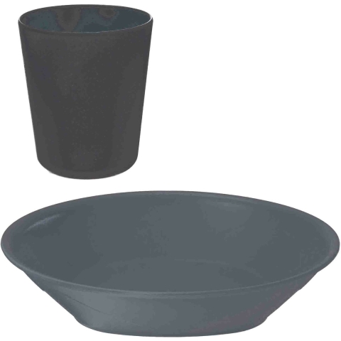 Serviesset 16-delig - kunststof - grijs - 8 personen -