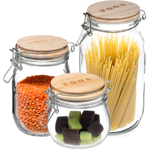 Set van 3x keuken voorraadbussen/potten glas 0.50/1.0/2.0 Liter inhoud -
