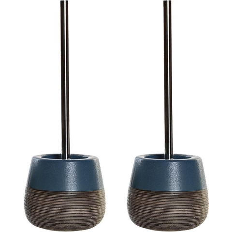 2x stuks toiletborstel met houder polystone marine blauw 36 cm -