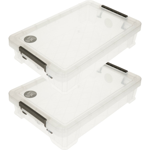 Allstore Opbergbox 5,5 liter - 2x stuks - kunststof 39 x 25 x 9 cm -