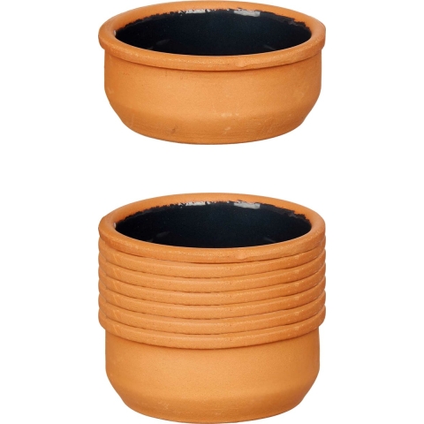 Set 12x tapas/creme brulee serveer schaaltjes terracotta/zwart 8x4 cm -