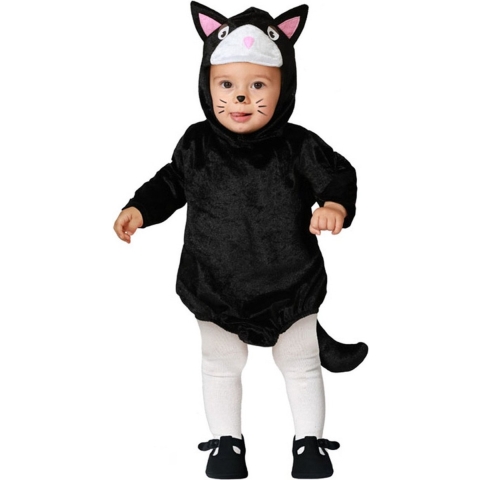 Verkleed set voor peuters - kat/poes - zwart/wit - 2-delig - carnaval verkleedkleding 12-24 maanden (80-92) -