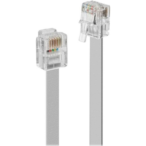 LINDY Telefoon (analoog) Aansluitkabel [1x RJ12-stekker 6p6c - 1x RJ12-stekker 6p6c] 15 m Grijs