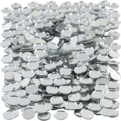 500x Spiegel mozaiek steentjes - rond - 10 mm - glas - knutselen - hobbyen -