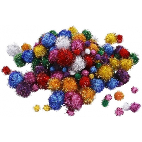 Pompons knutsel set - 400 grams - pastel kleuren - 15-40 mm - hobby/knutsel materialen -