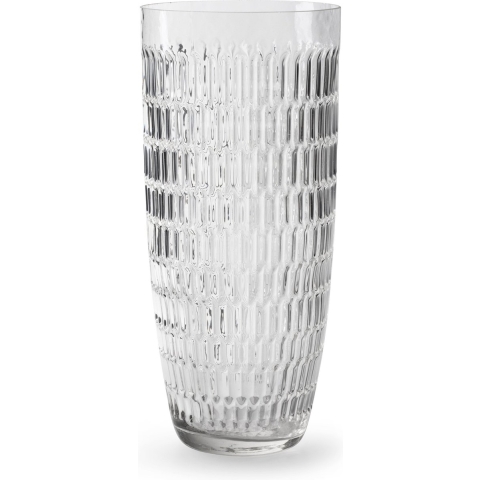 Bloemenvaas - transparant glas - stripes motief - H30 x D13 cm -