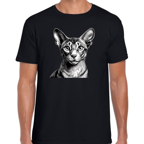 Cadeau/verkleed T-shirt heren - zwart - Oosterse Korthaar kat/poes - kattenliefhebber M -