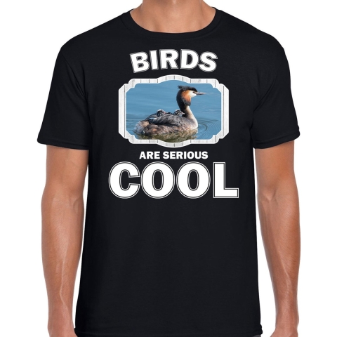 Dieren fuut vogel t-shirt zwart heren - birds are cool shirt M -