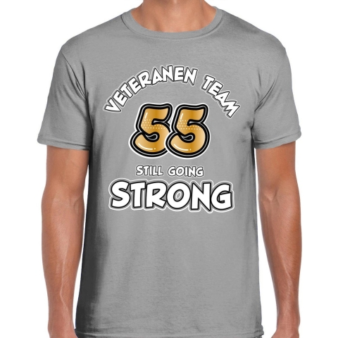 Cadeau T-shirt voor heren - veteranen team - grijs - verjaardag - 55 jaar 2XL -