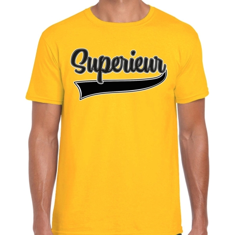 Foute party t-shirt voor heren - Superieur - geel - carnaval/themafeest M -