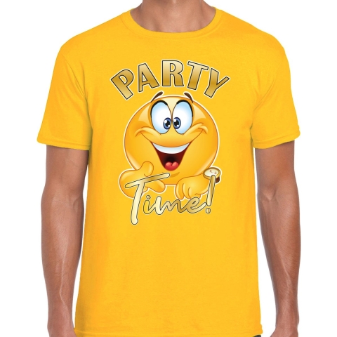 Foute party t-shirt voor heren - Emoji Party - geel - carnaval/themafeest S -
