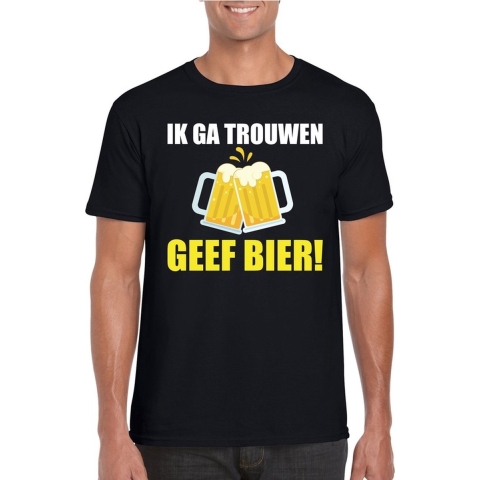 Ik ga trouwen geef bier t-shirt zwart heren S -