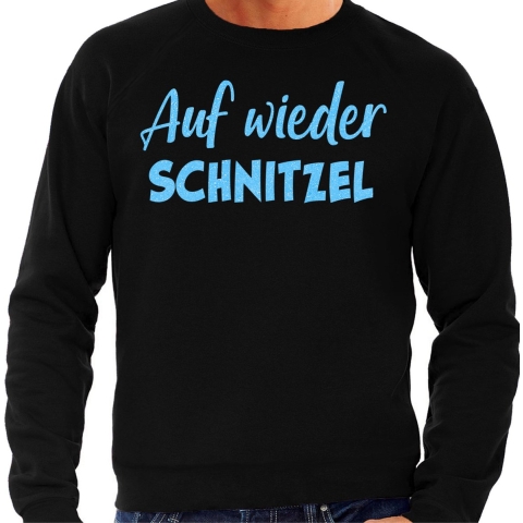 Apres ski sweater heren - Auf wieder Schnitzel - zwart - glitter blauw - wintersport - skieen XL -