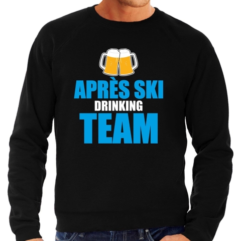 Apres ski trui Apres ski drinking team bier zwart heren - Wintersport sweater - Foute apres ski out L -