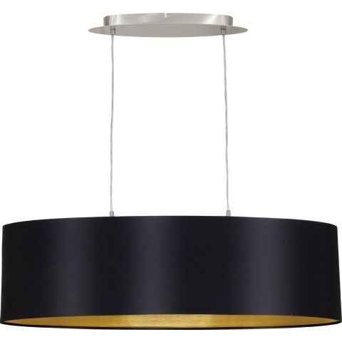 EGLO Maserlo - Hanglamp - 2 Lichts - Ovaal - Lengte 780mm. - Nikkel-Mat - Zwart, Goud