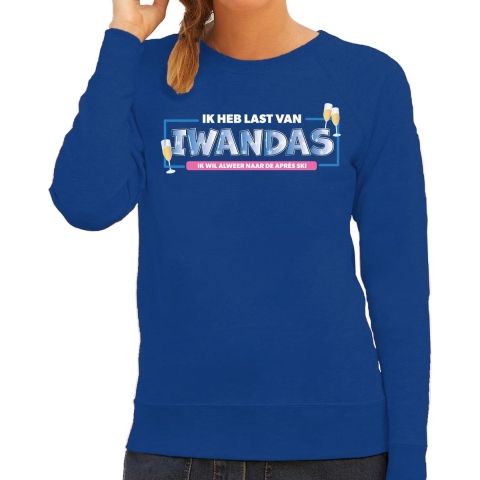 Apres ski sweater dames - IWANDAS - blauw - wintersport - skieen/snowboarden - champagne S -