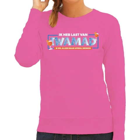 Apres ski sweater voor dames - IWAMAD - roze - wintersport - skieen/snowboarden - Aperol 2XL -