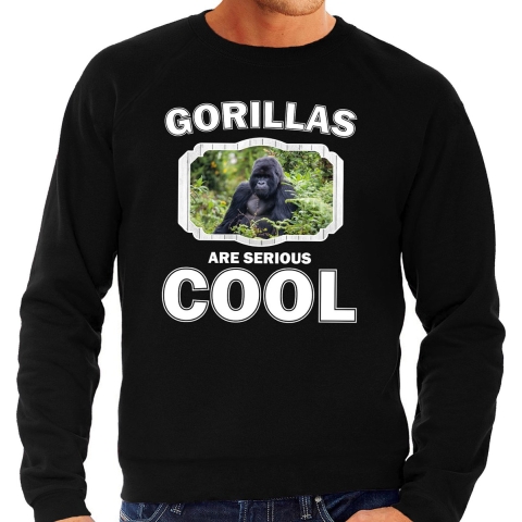 Dieren gorilla sweater zwart heren - gorillas are cool trui M -
