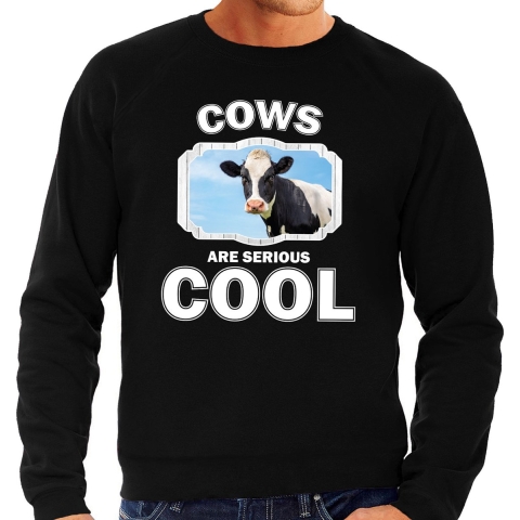Dieren koe sweater zwart heren - cows are cool trui XL -