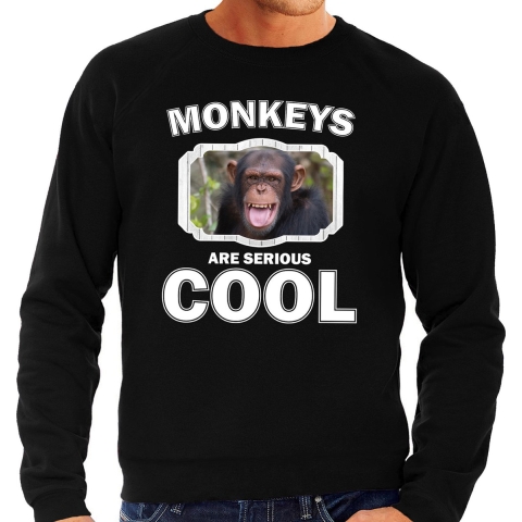 Dieren chimpansee sweater zwart heren - monkeys are cool trui XL -