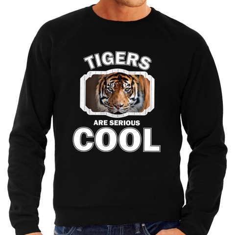 Dieren tijger sweater zwart heren - tigers are cool trui S -