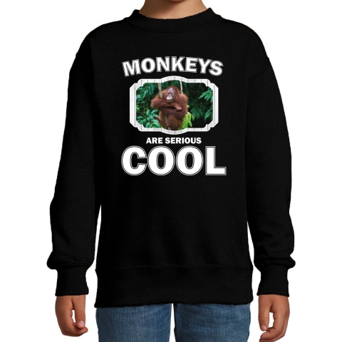 Dieren orangoetan sweater zwart kinderen - monkeys are cool trui jongens en meisjes 3-4 jaar (98/104) -