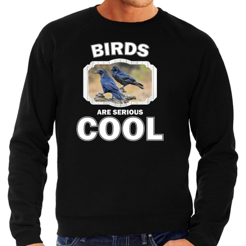 Dieren raaf sweater zwart heren - birds are cool trui M -