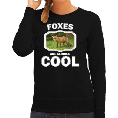 Dieren bruine vos sweater zwart dames - foxes are cool trui XS -
