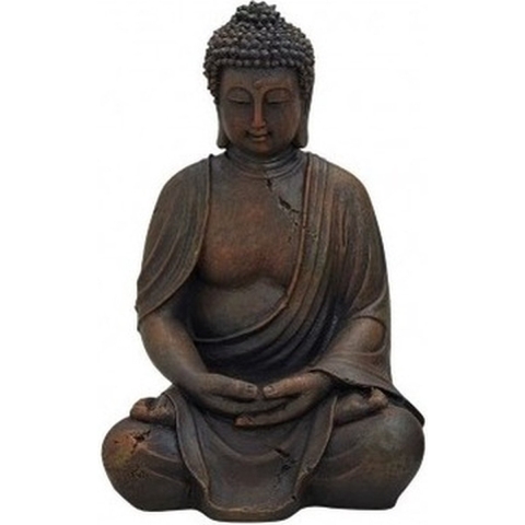 Boeddha beeld - bruin - zittend - polystone - 30 cm - binnen/buiten beelden -