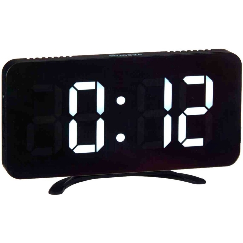 Tafelklok/wekker/alarmklok Home Phone - zwart - kunststof - 16 x 8 cm- Digitaal -