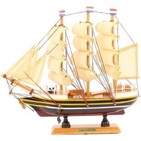Decoratie modelboot - oud hollands zeiljacht - De Amsterdam - 24 cm - Boten -