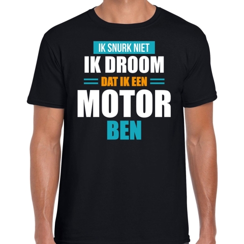 Droom dat ik motor ben fun tekst pyjama shirt zwart voor heren - Grappig slaapshirt / slaap kleding S -