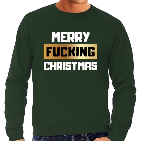 Foute Kersttrui merry fucking christmas groen voor heren L (52) -