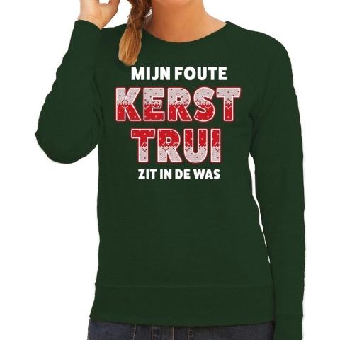 Foute kersttrui / sweater Zit in de was groen voor dames 2XL (44) -