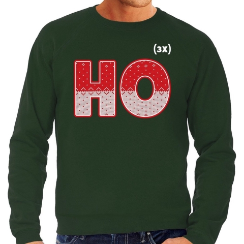 Foute Kersttrui ho ho ho groen voor heren S (48) -