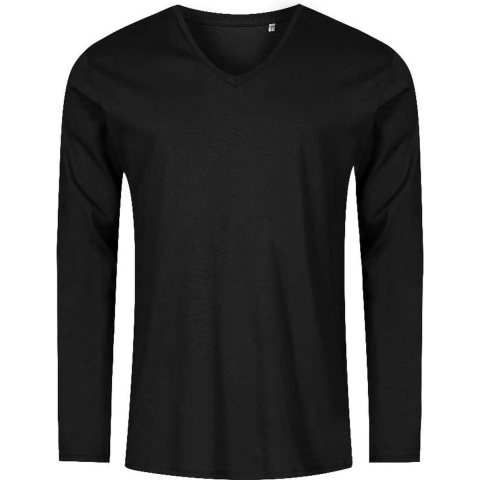 Promodoro XO1460 Men´s V-Neck T-Shirt Long Sleeve - Black - XL